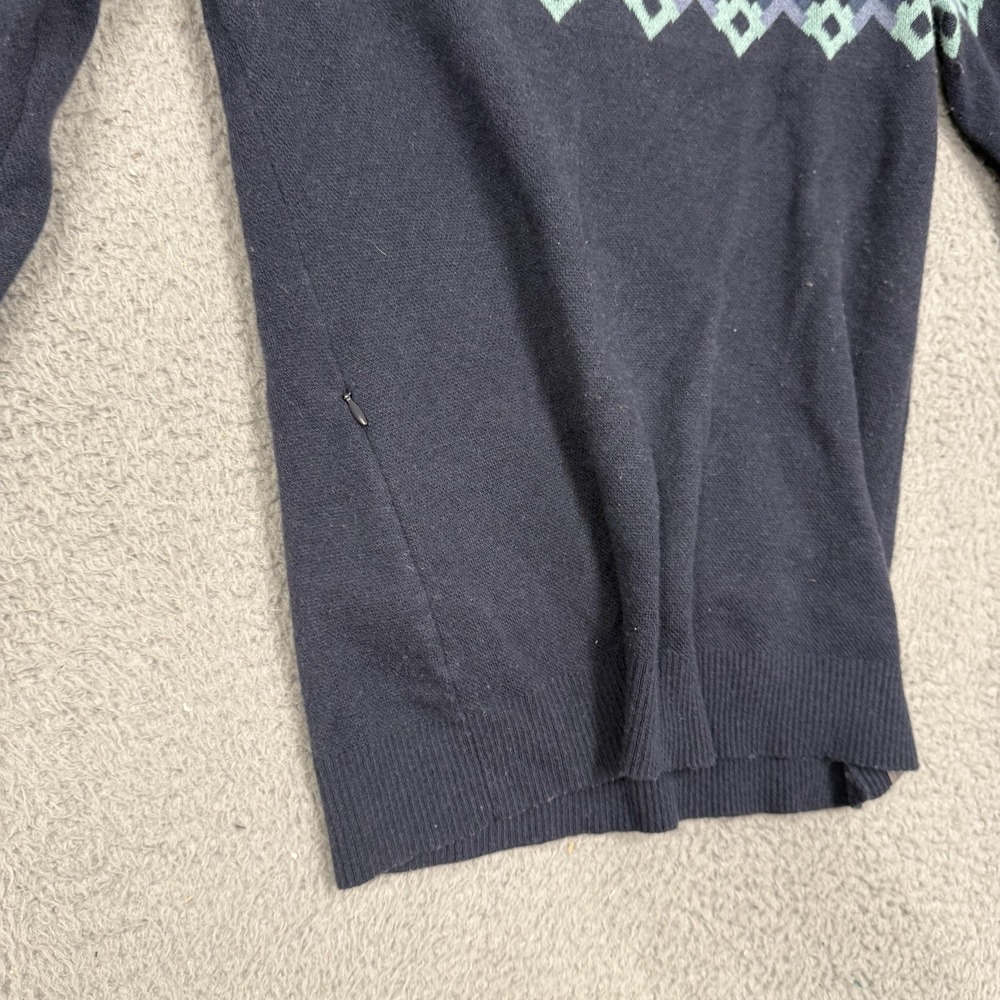 Title Nine Sweater Womens Small Blue Geometric 1/4 Zip Mock Neck Merino Wool - Picture 9 of 16